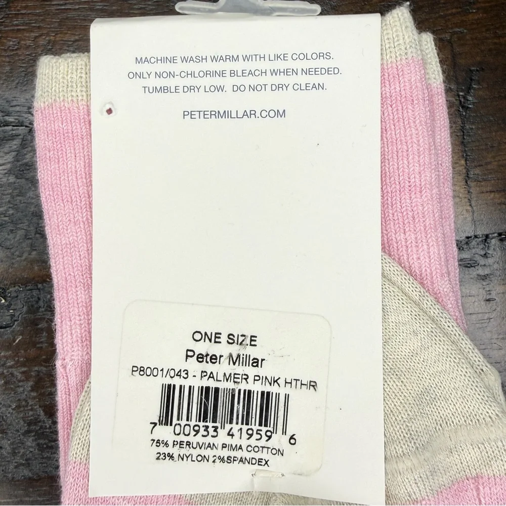 Peter Millar Men’s Heathered Pink Ribbed Socks Peruvian Pima Cotton Blend OS